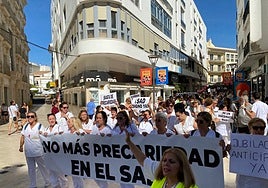 Imagen de archivo de la manifestación de trabajadoras del SAD de Estepona el pasado 13 de septiembre.
