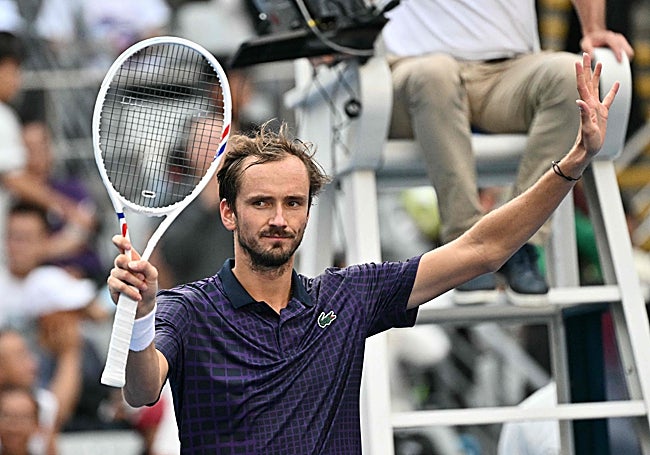 Daniil Medvedev celebra su pase a cuartos de final en el ATP 500 de Pekín.