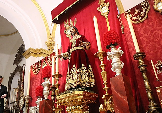 Jesús del Prendimiento, en su altar efímero, este domingo.
