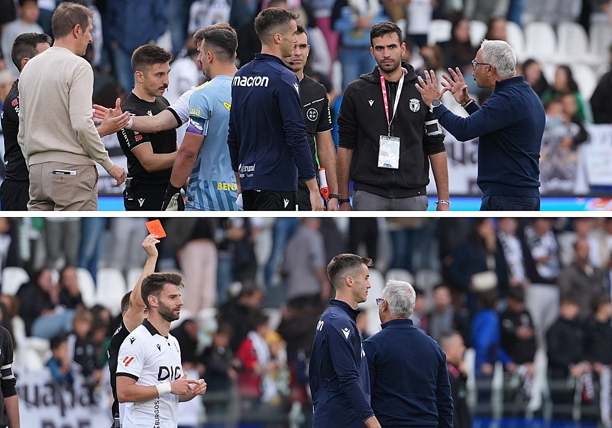 La secuencia de la expulsión de Pellicer el domingo en El Plantío, por una protesta al acabar el duelo.