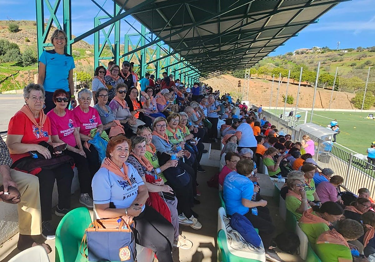 Un grupo de mayores disfrutando de una actividad deportiva en Estepona.