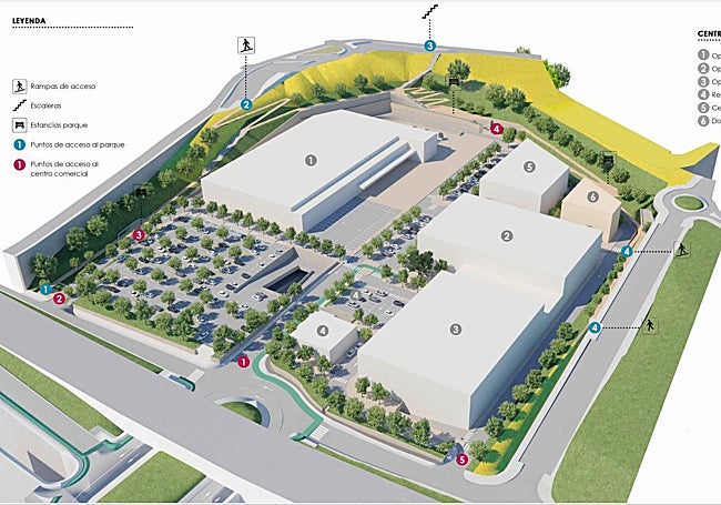 Recreación del centro comercial previsto en la parcela de Salyt.