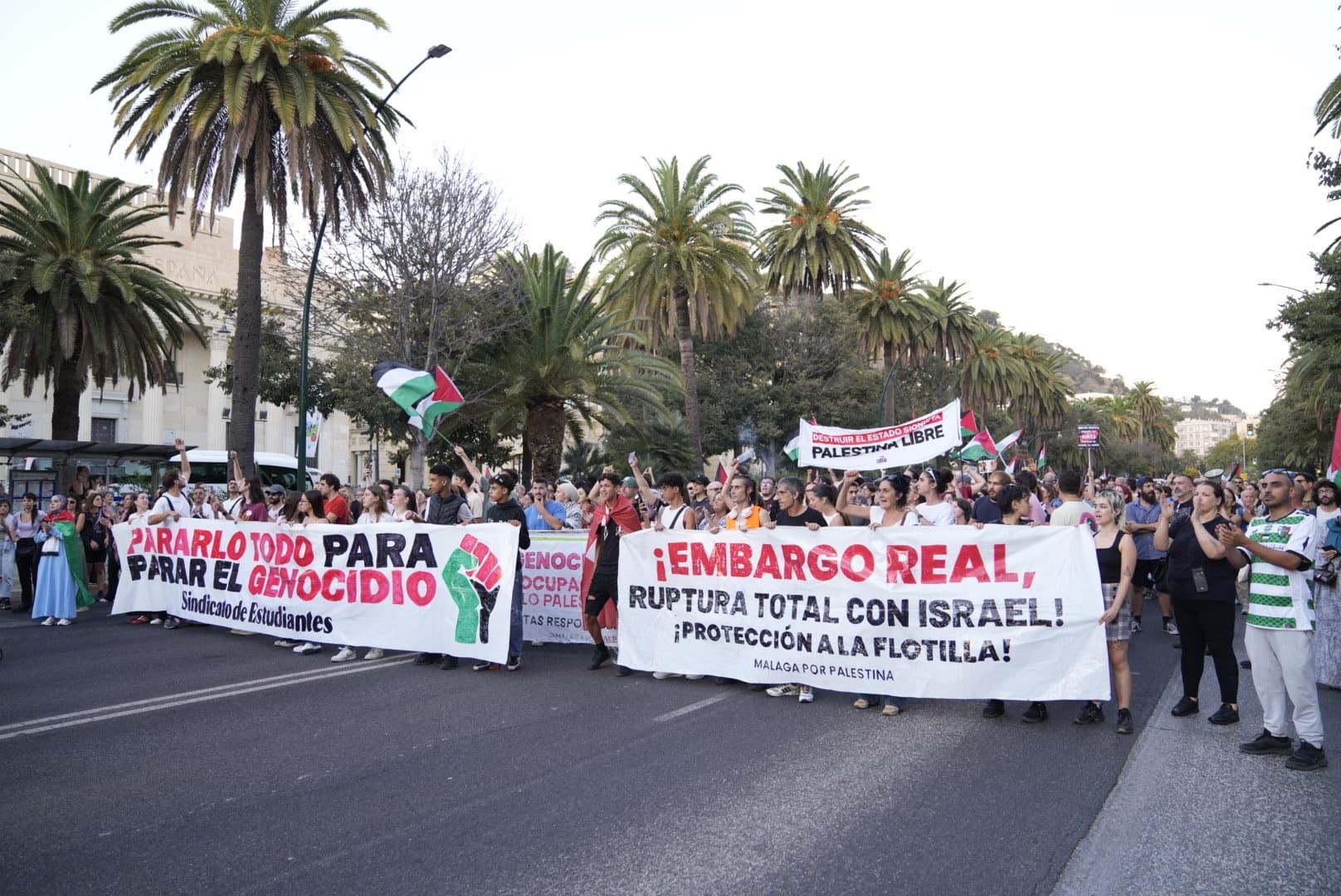 La protesta en Málaga por la flotilla de Gaza, en imágenes