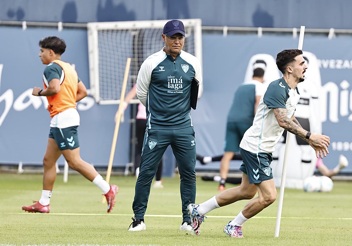 Joaquín, en la sesión de entrenamiento de este miércoles en el Anexo de La Rosaleda.