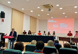 Aguilar, durante la intervención en el comité provincial.