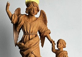 Boceto del grupo escultórico del Santo Ángel de la Guarda.