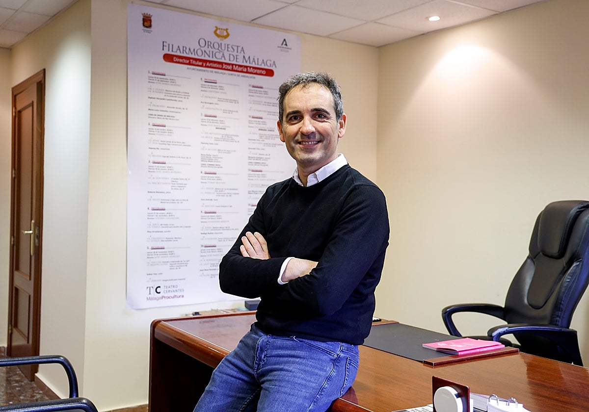 Esteban Morales, en su despacho en enero de este año, recién llegado a Málaga.