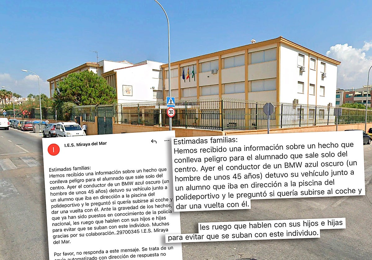Un instituto de Torre del Mar advierte de un conductor que ofreció a un alumno «subirse al coche» y «dar una vuelta con él»