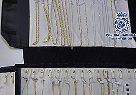 Una imagen de joyas intervenidas por la Policía en otra operación.