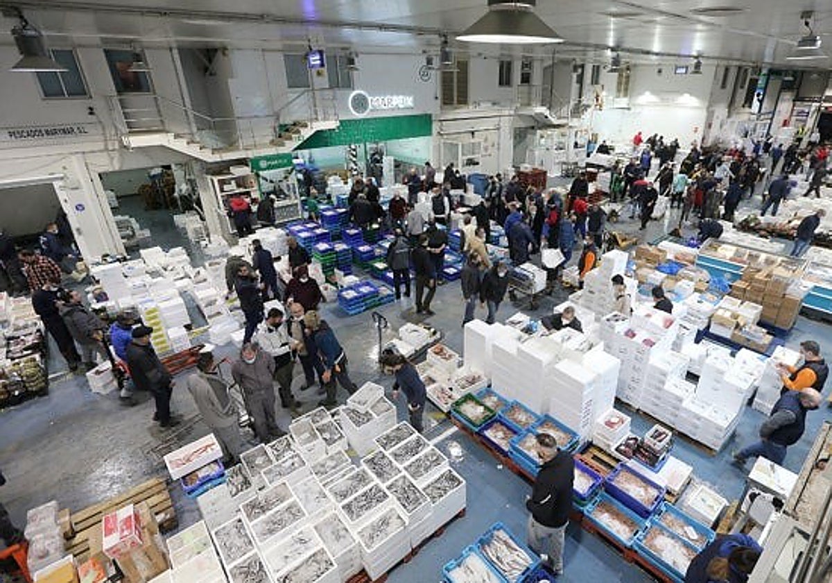 Vista de la nave de pescados y mariscos.