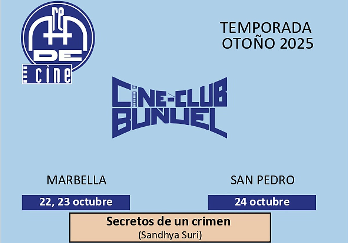 Cartel del Cine-Club Buñuel, que incluye proyecciones en el IES Río Verde y en el Centro de Música de San Pedro.