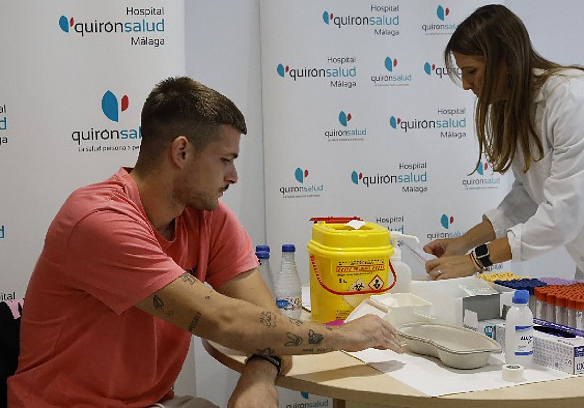 Rafa, en el momento de su analítica este viernes.