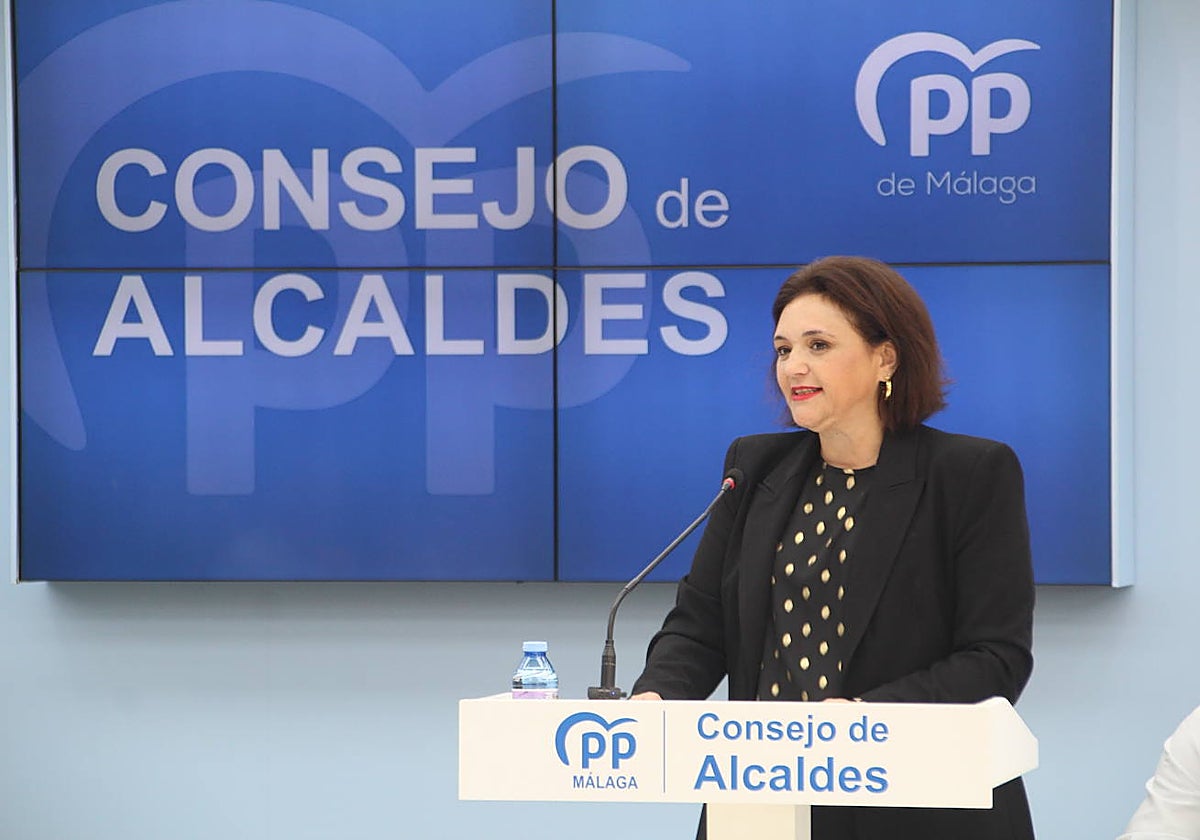 Margarita del Cid, en la sede del PP de Málaga, este domingo.