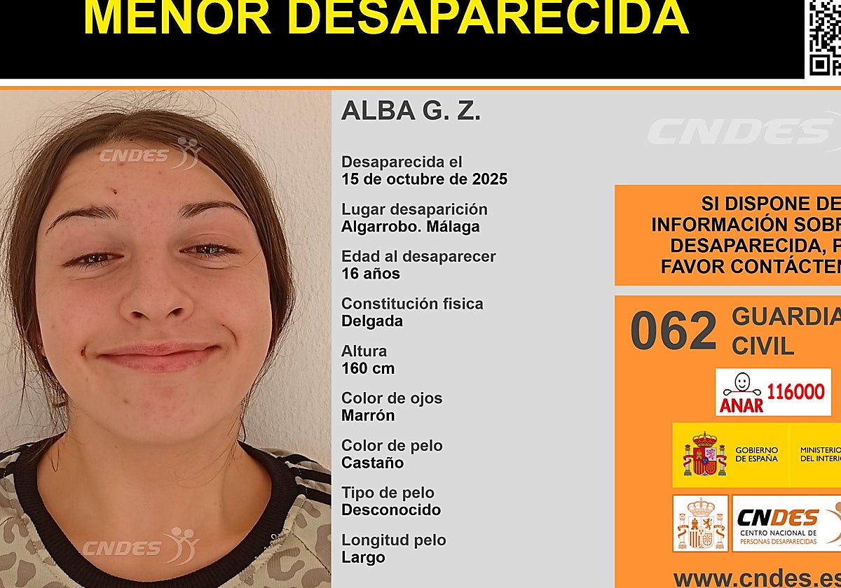 Imagen de la menor desaparecida en Algarrobo.