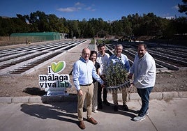 Víquez, Recio, Ortega, Salado y Naranjo, de izquierda a derecha, este jueves en las instalaciones.