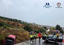 Imagen de los dos vehículos siniestrados este miércoles en La Viñuela.