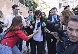 Juana Rivas a su salida de los juzgados de Granada tras declarar.
