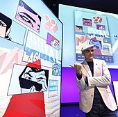 El dibujante Pepo Pérez, en la presentación del cartel de la 29 edición del Festival de Málaga.