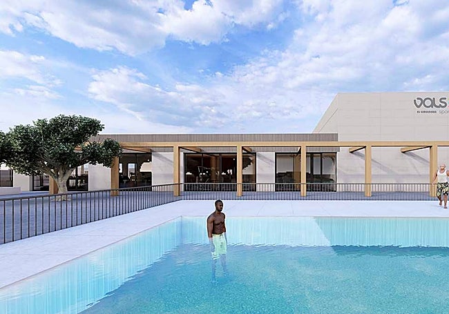 Recreación de la piscina exterior del complejo deportivo Vals Sport Limoneros.