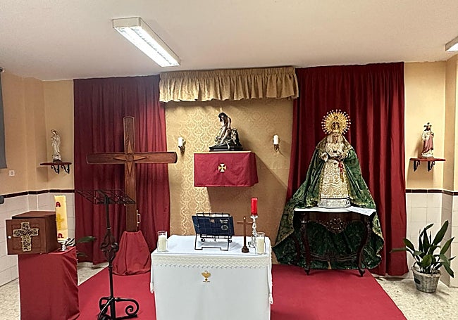 La imagen, en la capillita del colegio Padre Jacobo.