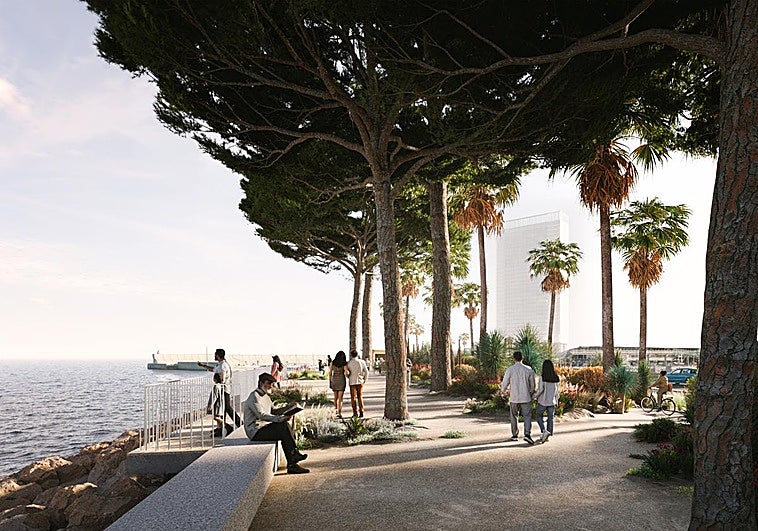 Recreación de la torre del Puerto en Málaga.