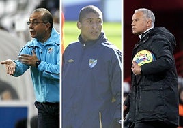 Antonio Tapia, Marcelo Romero y Sergio Pellicer, entrenadores que llegaron a dirigir al primer equipo del Málaga este siglo siendo técnicos de los casa.