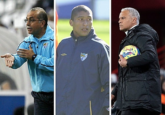 Antonio Tapia, Marcelo Romero y Sergio Pellicer, entrenadores que llegaron a dirigir al primer equipo del Málaga este siglo siendo técnicos de los casa.