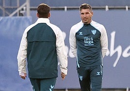 Funes, en uno de sus primeros entrenamientos al frente del Málaga.