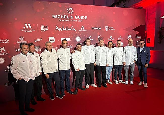 Los estrellas Michelin malagueños, en la gala.