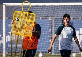 Izan Merino, en un entrenamiento reciente.