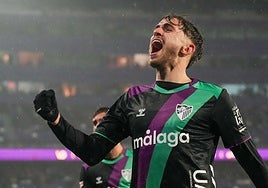 Niño, exultante tras su gol en Valladolid.