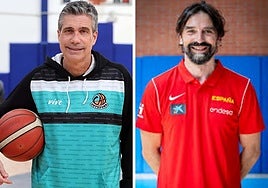 Francis Tomé y su sustituto ahora en el CAB Estepona, César Aneas.