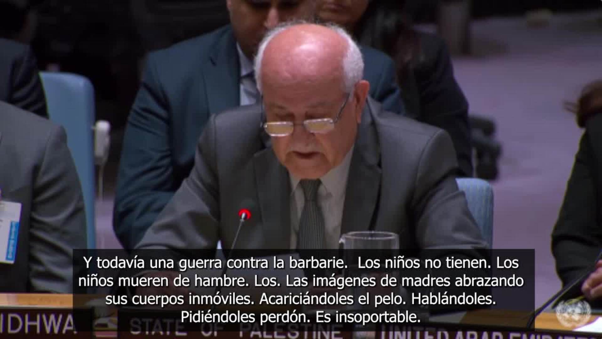 Representante permanente de Palestina ante la ONU se emociona al denunciar el "horror" en Gaza