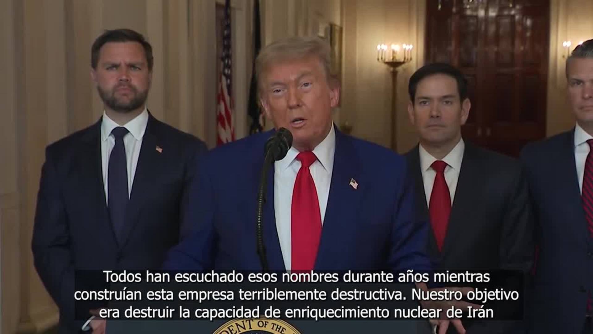 Trump afirma que los ataques a las instalaciones nucleares iraníes han sido un "éxito"