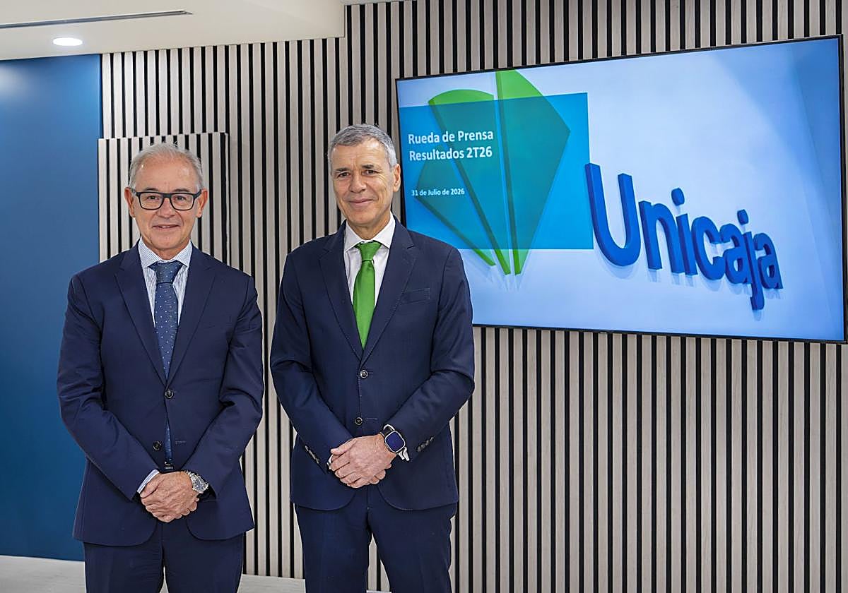 El CEO de Unicaja, Isidro Rubiales, y el director general de Finanzas, Pablo González.