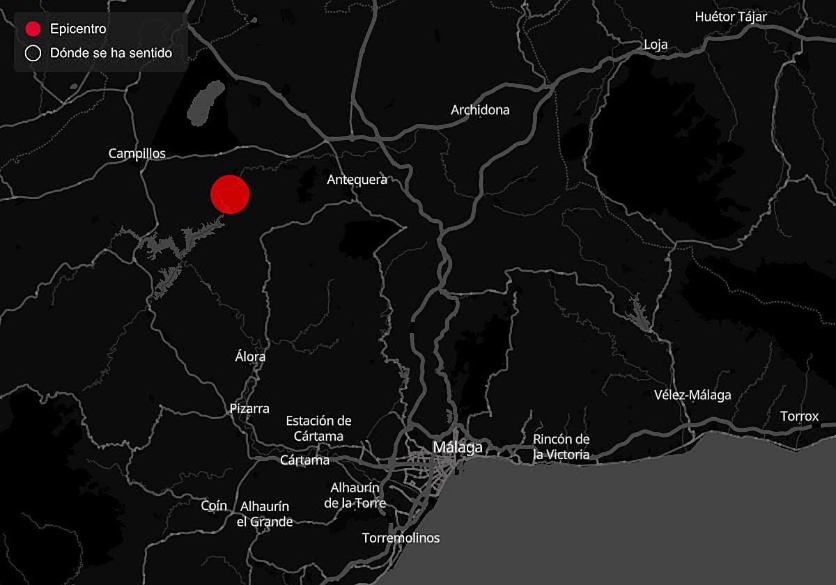 Registrado un terremoto de magnitud 2,7 en la provincia de Málaga