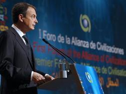 Rodríguez Zapatero, durante la inauguración del I Foro de la Alianza de Civilizaciones. /EFE