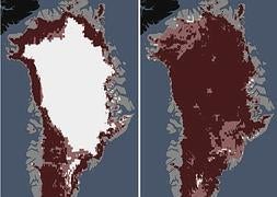Groenlandia perdió casi totalmente su capa de hielo en varios días en julio. / Efe