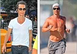 Matthew McConaughey actualmente (izquierda) y antes de adelgazar (derecha). / dailymail
