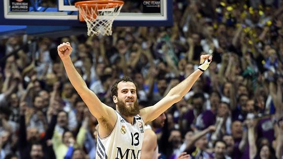 Sergio Rodríguez celebra el pase a la 'Final Four' de la Euroliga. 