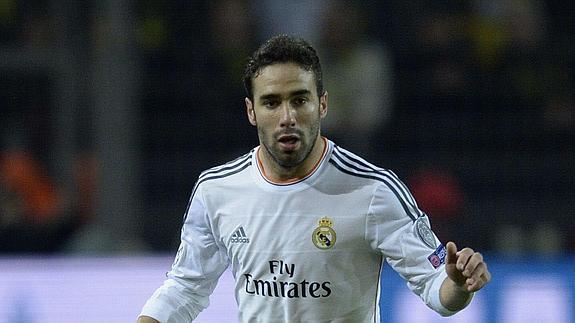 Carvajal, durante un partido de Champions.