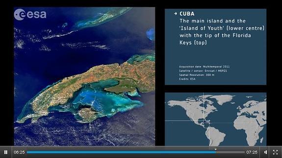 Imagen de un satélite de Cuba. 