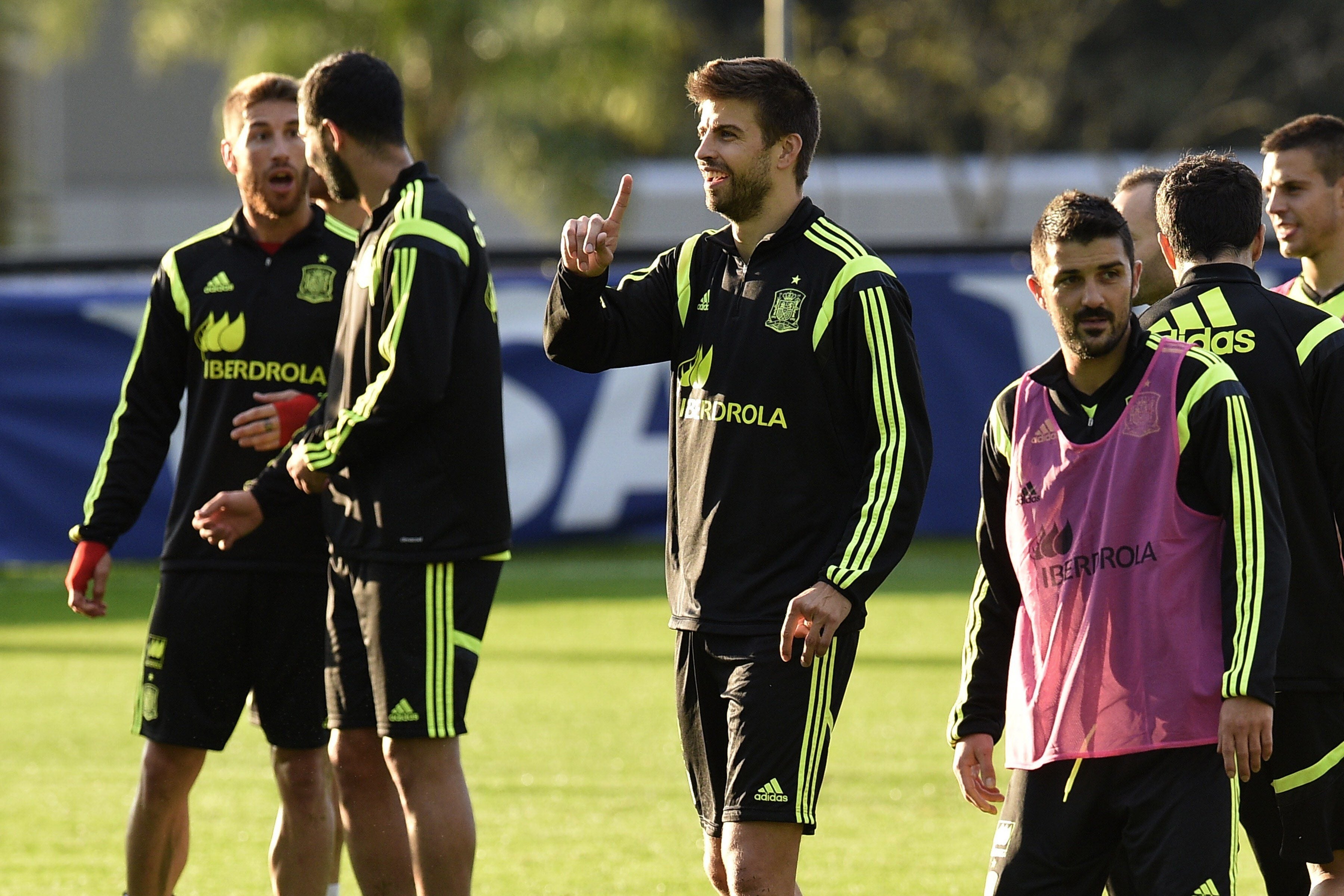 Los jugadores, durante la sesión de entrenamientos. 