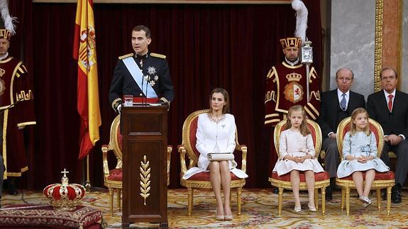 Felipe VI, durante su discurso de proclamación. 