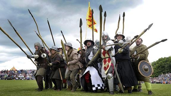 Recreación de la batalla de Bannockburn. 