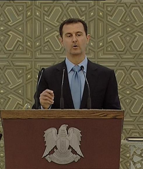 El presidente sirio, Bachar el Asad, durante su discurso. 