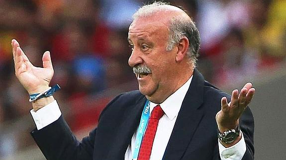 Del Bosque, durante un partido en Brasil 2014. 