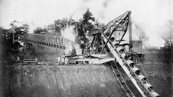 Obras de construcción del Canal de Panamá.
