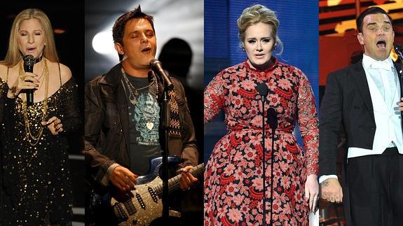 Barbra Streisand, Alejandro Sanz, Adele y Robbie Williams.