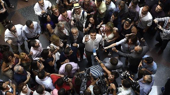 Pedro Sánchez, el día que fue elegido secretario general del PSOE. 